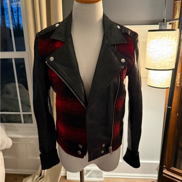 PAIGE Red and Black Leather Jacket - Picture 2 of 5